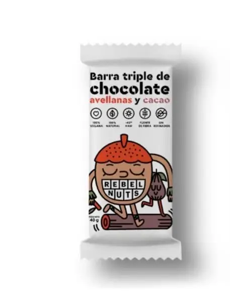 Rebel Nuts Barra Chocolate Avellana y Cacao 40g